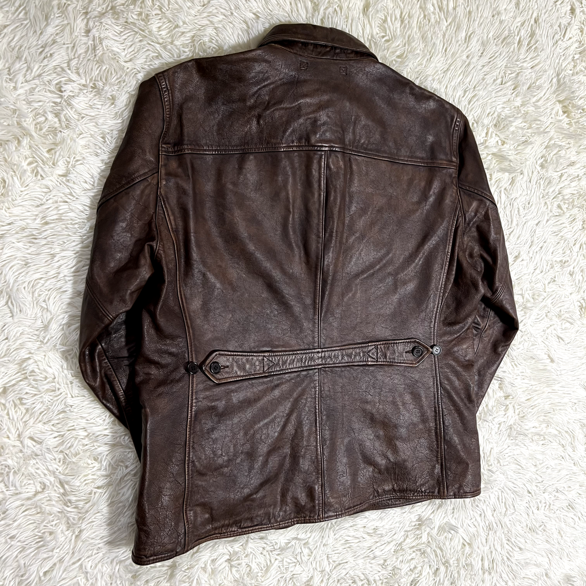 ラルフローレン Double Breasted Leather Car Coat Leather Car Coat