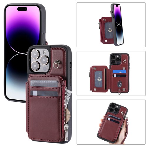 Case For iPhone 15 Pro Max 14 13 12 11 X 8 7 Crossbody Strap Zipper Wallet Cover - Imagen 42 de 77