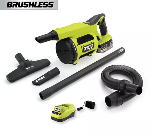 New RYOBI PBLHV701K ONE+ HP 18V Jobsite Hand Vacuum Kit 4.0 Ah HP Battery Charg