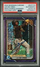 Leo De Vries 2024 Bowman Chrome AUTO /250 PSA 10 GEM PURPLE REFRACTOR #179