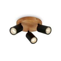 Briloner Spotleuchte Schwarz Mit Holz Exkl. 3Xgu10 9W