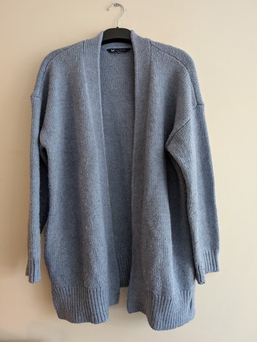 Crew Clothing Company Light Blue Textured Knit Open Cardigan - Size 16
