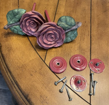 Vintage Shabby Chic Roses Resin & Metal Floral Drapery Curtain Tieback Holders