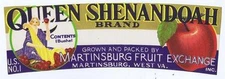 Queen Shenandoah apple crate label, Martinsburg Fruit Exchange, West Virginia