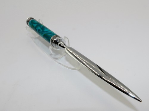 Handmade Deluxe Letter Opener w/ Banded Malachite TruStone. Great gift item! #53 - Picture 6 of 14