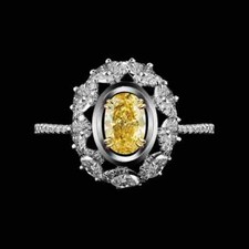 Fancy Yellow Oval Cut 1.85CT Citrine  Shiny White CZ Cluster Engagement Ring