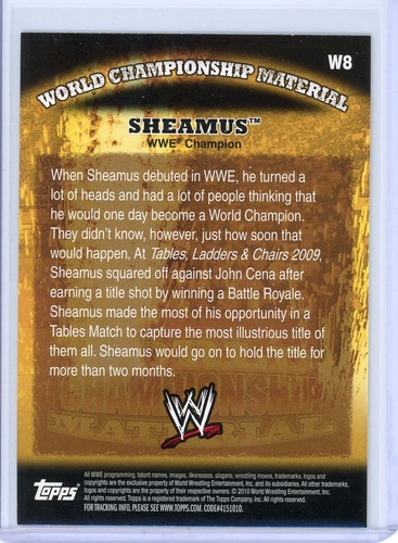 2010 Topps WWE SHEAMUS World Championship Material Insert Card #W8 - Bild 2 von 2