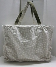 retired THIRTY-ONE POLKA DOT TOTE Bag Shopper Utility White on Tan Sturdy Canvas