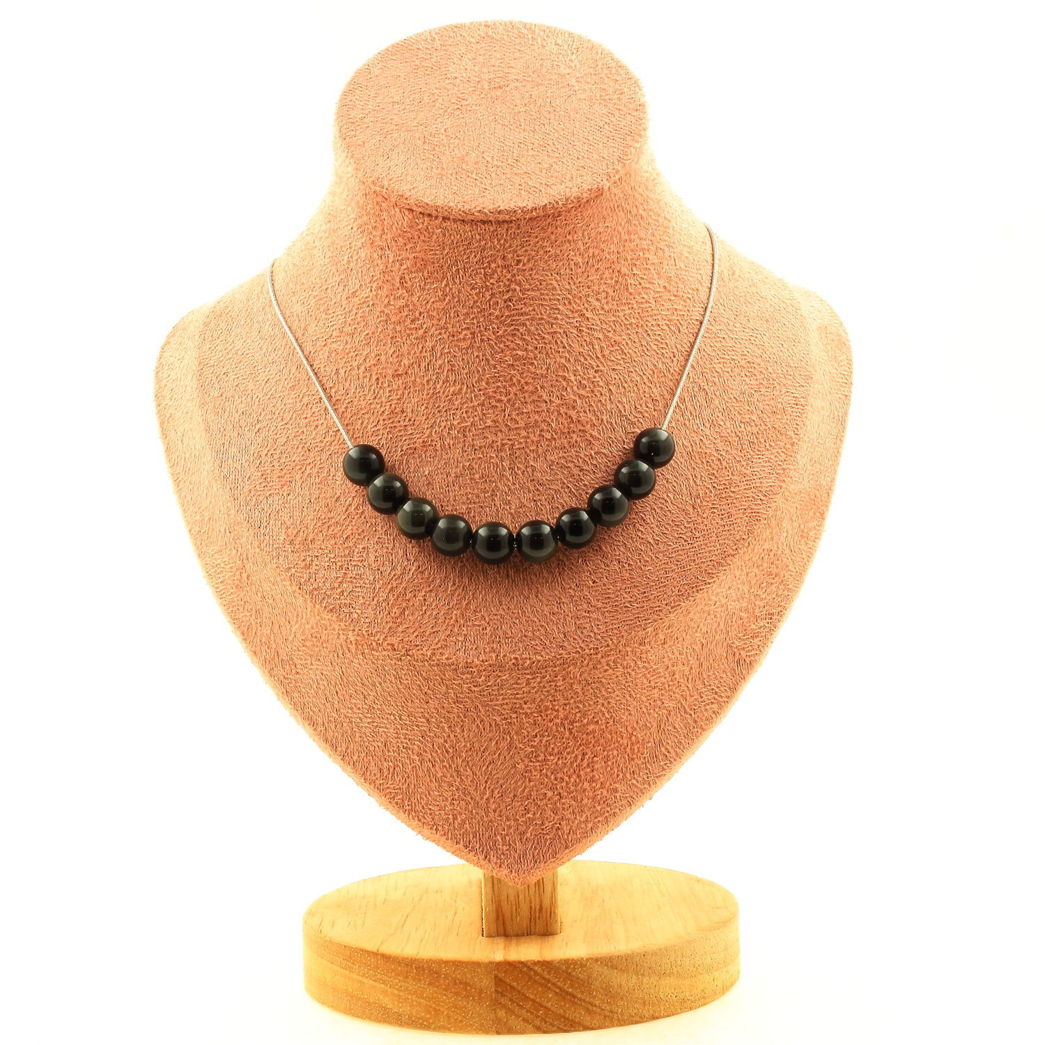 Collier en obsidienne noire véritable 10 perles de lithothérapie 8mm
