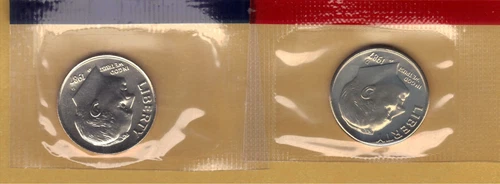 1987-P & D UNCIRCULATED BU ROOSEVELT DIMES IN MINT SET CELLO (2 coins)