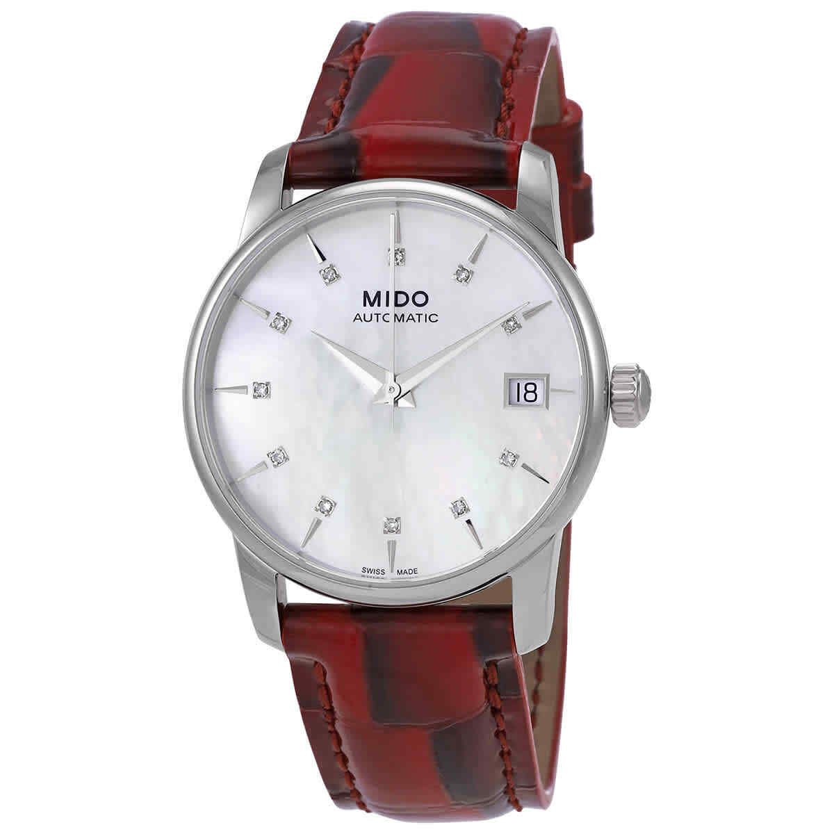Женские часы Mido Baroncelli с автоматическим белым бриллиантовым циферблатом M0072071610600