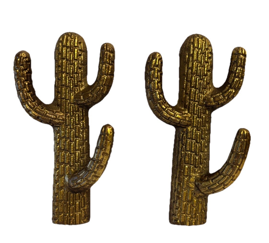 Hanger Bronze 6&rdquo; Set Of 2 Wall Hanging Decorations Cactus 