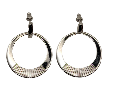 Sterling ELLE Jewelry Collection Silver Earrings 1.25" drop lab rubys - Picture 2 of 6