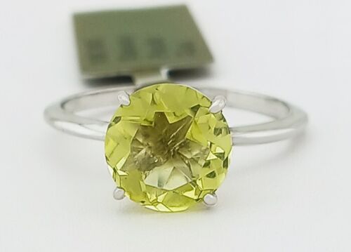GENUINE 2.72 Cts PERIDOT SOLITAIRE RING 10k WHITE GOLD - Free Certificate - NWT