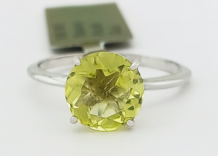 GENUINE 2.72 Cts PERIDOT SOLITAIRE RING 10k WHITE GOLD - Free Certificate - NWT