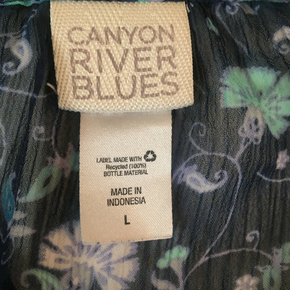 Canyon River Blues 上衣蓝色带花朵透明布大号胸部 44 — 第 3/3 张图片