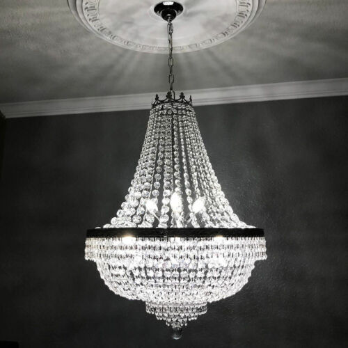 French Empire Crystal Chandelier Large Foyer Ceiling Lighting LED Lamp 9 Light
