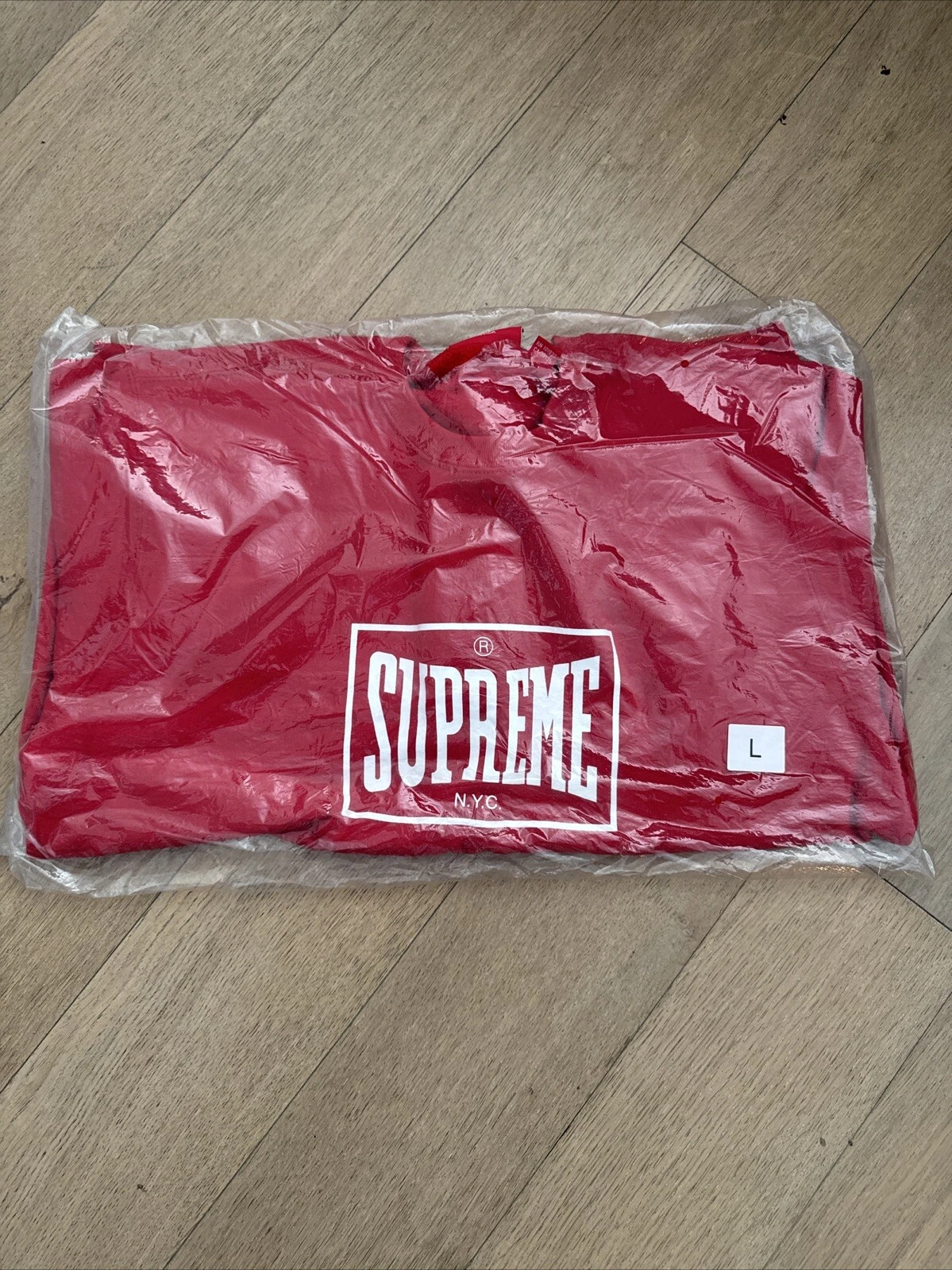 Sweat shirt col rond Supreme Warm Up SS19 rouge grand logo boxe Everlast 2019