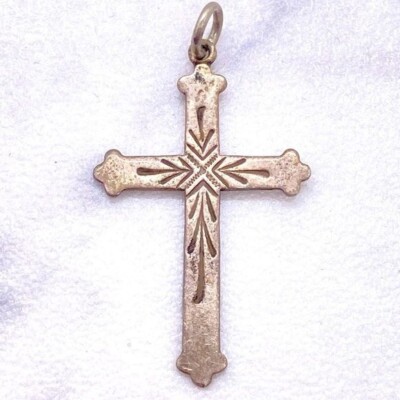 Cross Pendant Marked Sterling With Unknown Maker s Mark Hammered Design