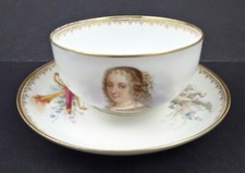 Antique Paris Portrait Cup  Saucer, Sevres Style, C