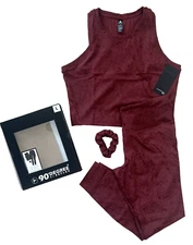 NEW 90 Degree 3 pc Highrise Leggings and Tank Gift Box Set Size L in Rouge/Red