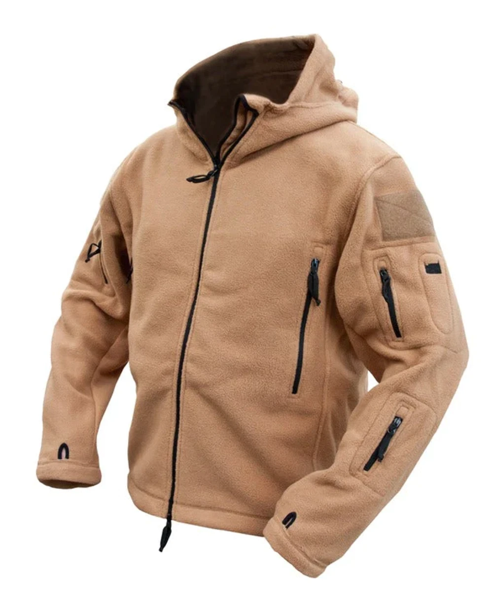 Recon Tactical Hoodie Coyote Military Style Hooded Sweatshirt Zip Thermal Fleece