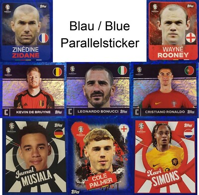 Topps UEFA EURO 2024 Germany - Blau / Blue PARALLEL - Sticker-Auswahl/Choose