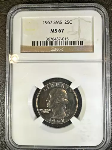 1967 P WASHINGTON QUARTER SMS * NGC MS67 * UNCIRCULATED * Brown Label *