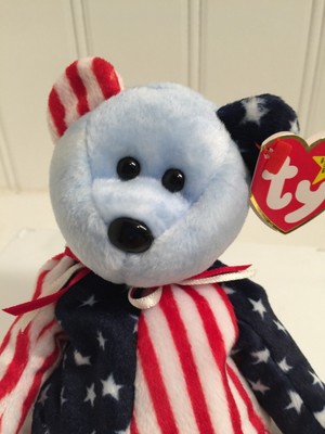 red white and blue beanie baby
