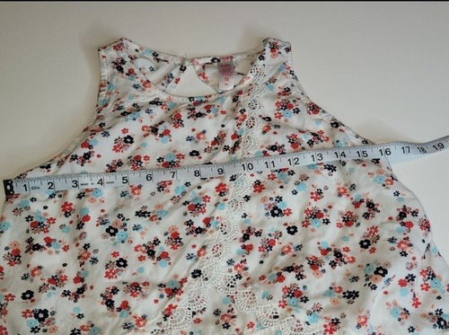 Justice Girls Floral Sleeveless Romper Lace Soft Flowy White Red Blue 10 - Picture 8 of 9