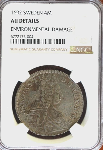 1692 Sweden Silver 4 Mark CURRENCY MONEY Coin Certified NGC
