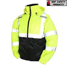 Hi-Vis Insulated Safety Bomber Jacket Orange and Lime ROAD WORK HIGH VISIBILITY 