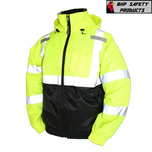 Hi-Vis Insulated Safety Bomber Jacket Orange and Lime ROAD WORK HIGH VISIBILITY  - product listing photo