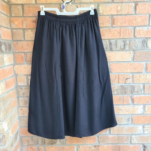 Maxi falda vintage para mujer línea A corbata frontal cintura elástica negra talla 14 - Imagen 7 de 8
