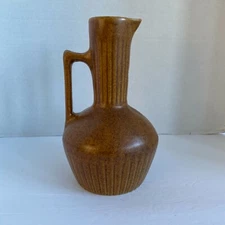 Vintage Brown Monmouth Pottery Stoneware Pitcher Jug Vase 10-3/8"