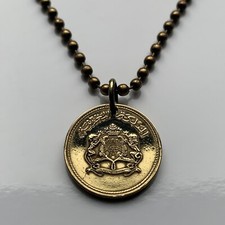 1974 Morocco Maroc coin pendant lions pentagram Casablanca Rabat Fez Salé 003641