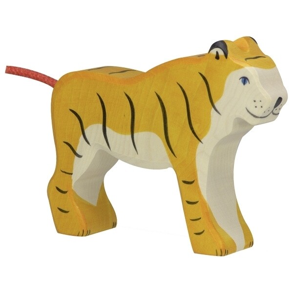 Wooden Tiger Standing 14 cm Wood Figures Series Wild Animals