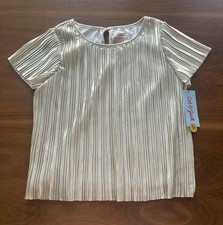 NWT Cat Jack Girls Gold Top Short Sleeves Size M 8