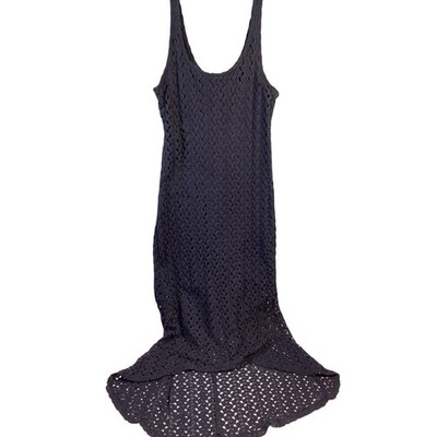 Xhilaration Black Crochet Lace High Low Maxi Dress Sleeveless Boho Womens Medium