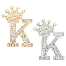 Letter Brooch Pins, Alphabet K Lapel Badges Pin, Gold / Silver