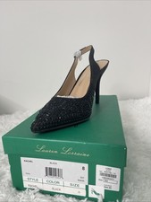 Lauren Lorraine Rachel Women's Heels Shoes Rhinestones Black Slingback Size 8