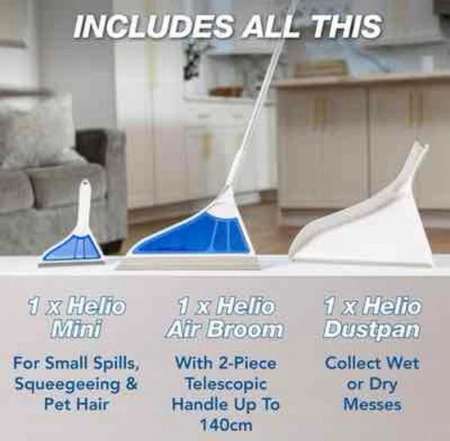 Helio Air Broom 3 Piece Kit All Surface Sweeper & Squeegee for Wet & Dry - Bild 2 von 3