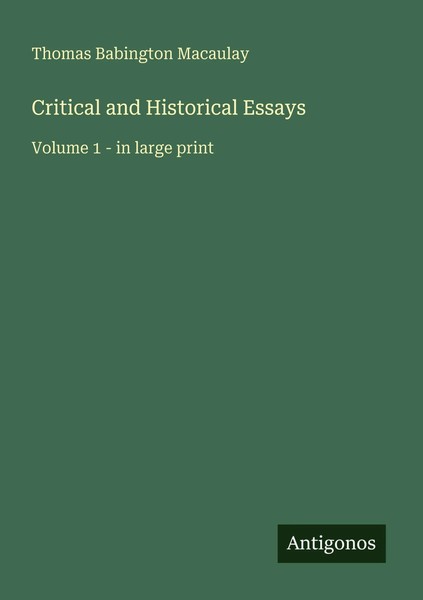 Thomas Babington Macaulay | Critical And Historical Essays | Taschenbuch (2025)-image