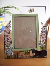 SUPERB TIFFANY/MACKINTOSH STYLE GLASS PHOTO FRAME-VGC (1)