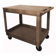 Utility Cart With Deep Lipped  Flush Plastic Shelves, Plastic, 500 Lb Load