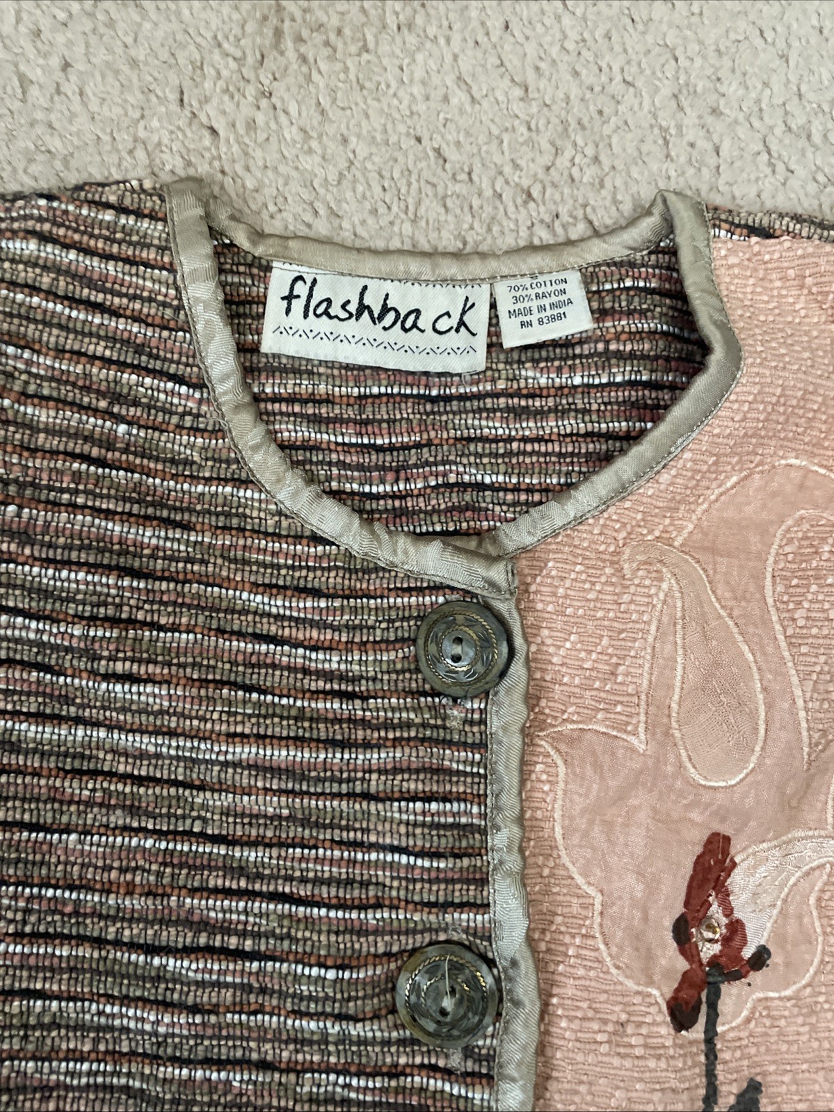 Vintage Flashback Button-Front Patchwork Wearable… - image 3