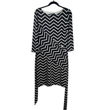 Ralph Lauren Black Cream Chevron Sheath Dress Size 12 Preppy Brunch Wedding