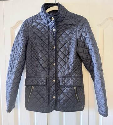 Joules Ladies Navy Newdale Quilted Jacket Fox Snap size 6 EUC