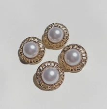 Chanel Vintage Designer Gold Pearl Button STAMPED | 6 PC Bundle