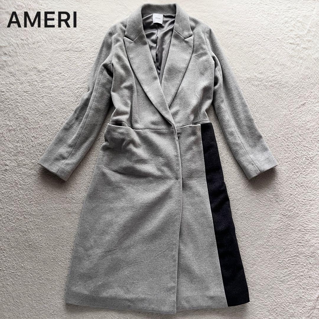 Ameri Vintage Chesterfield Long Coat Gray Double … - image 15